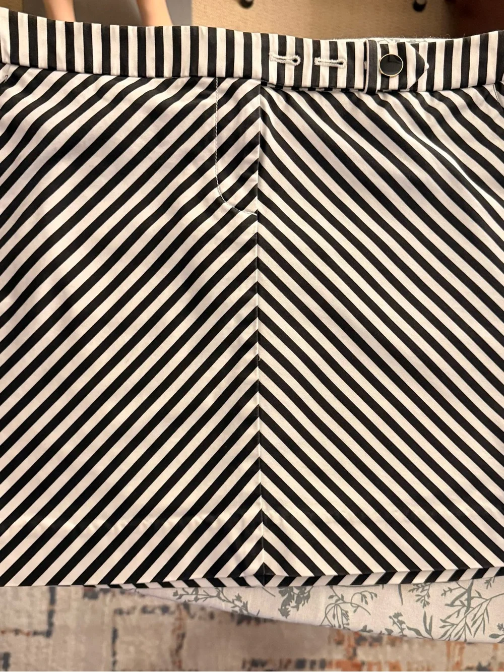 J. Crew Black and White Diagonal Stripe Mini Skirt